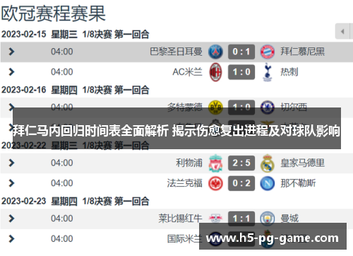 拜仁马内回归时间表全面解析 揭示伤愈复出进程及对球队影响