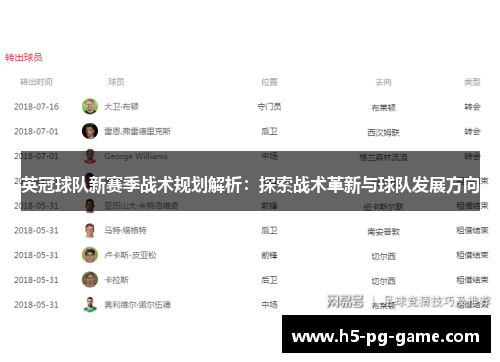 英冠球队新赛季战术规划解析：探索战术革新与球队发展方向